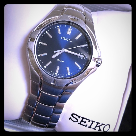seiko blue face watch